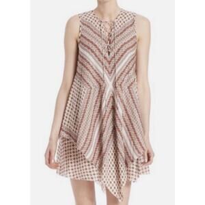 Derek Lam 10 Crosby Silk Handkerchief Dress Size 10 Lace Up Boho Hippie